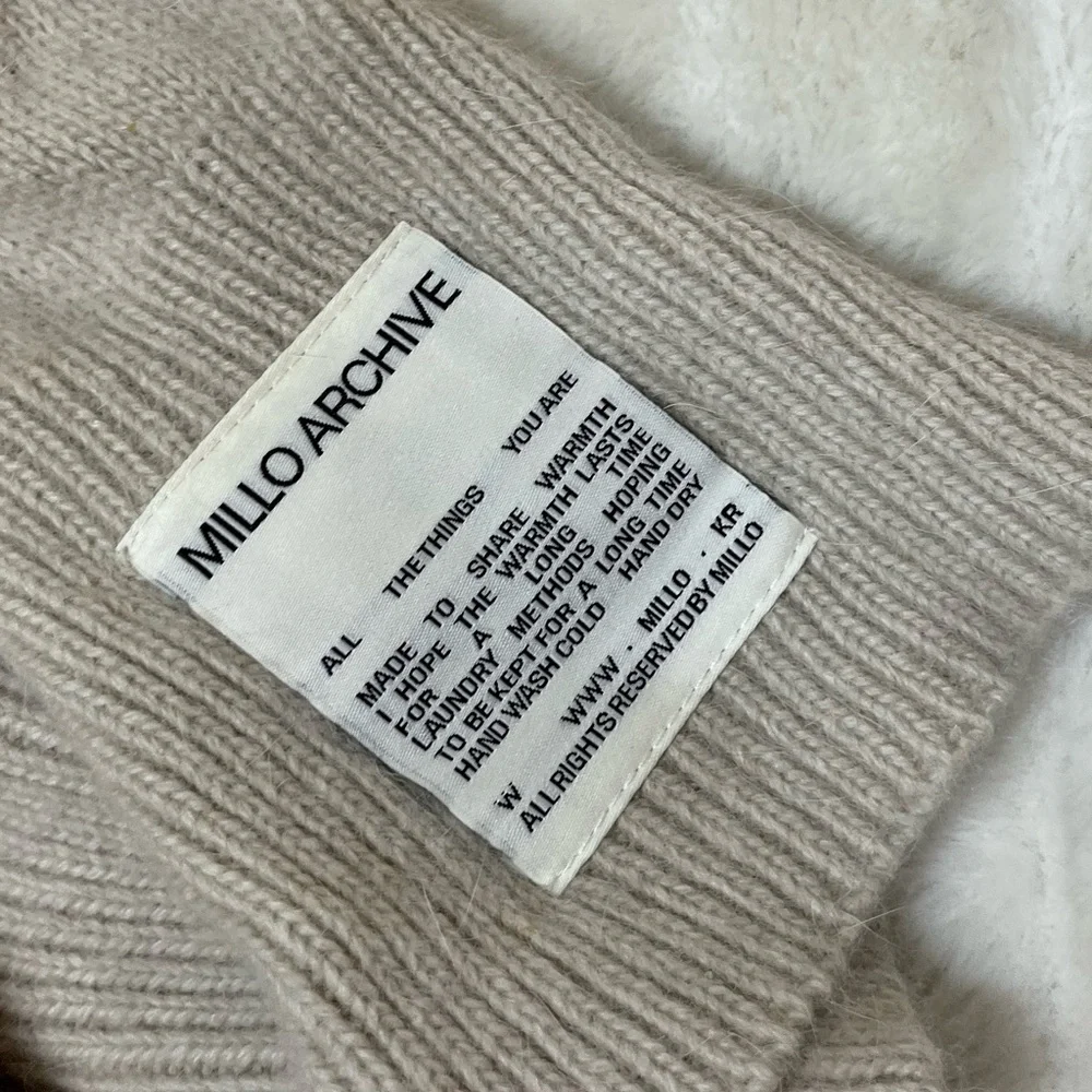 NWT Millo Archive Beige Angora Muffler Ribbed Casual Fall Winter Unisex Scarf
